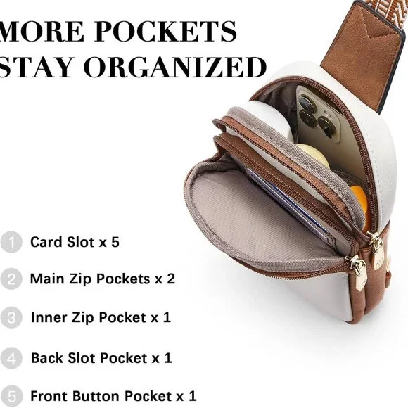 Small Leather Crossbody Bag for Women Compact Stylish Multi-pocket - Picture 3 of 8